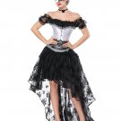 Lace Blouse, Tapestry Corset And Lace Skirt