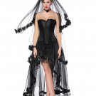 Sweetheart Zipper Overbust Corset And High Low Skirt