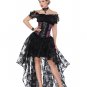 Lace Blouse, Overbust Corset And High Low Skirt