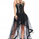 Leopard & Sequin Burlesque Corset With High Low Skirt