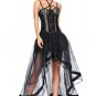 Leopard & Sequin Burlesque Corset With High Low Skirt