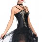 Leopard & Sequin Burlesque Corset With High Low Skirt