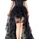 Ruffled Sleeves Overbust Corset Top With High Low Skirt