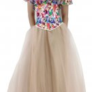 Ruffled Puff Sleeves Vintage Corset With Sheer Mesh Maxi Skirt