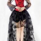 Long Sleeves Lace Up Bustier With High Low Skirt