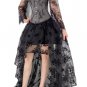 Long Sleeves Lace Up Bustier With High Low Skirt