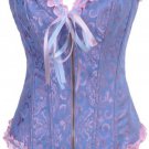 Blue Victorian Jacquard Tapestry Zipper Corset Bustier