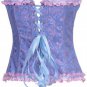 Blue Victorian Jacquard Tapestry Zipper Corset Bustier