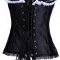 Steel Boned Ruffle Trim Satin Corset