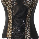 Leopard & Sequin Underwire Burlesque Corset