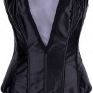 Deep V Black Satin Strapless Corset