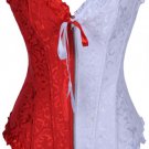 Red and White Jacquard Tapestry Corset Bustier