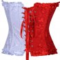 Red and White Jacquard Tapestry Corset Bustier