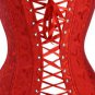 Red Glamourous Jacquard Floral Overbust Boning Corset Bustier