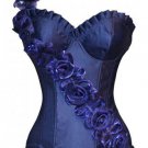 Dark Blue Floral Strap Underwire Corset