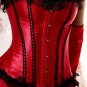 Plus Size Lace Trim Satin Corset with Contrasting Lines