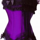 Sexy Burlesque Bridal Corset Bustier with Tulle Trims in Pink Red Purple Blue