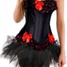 Elegant Lace Trimmed Corset Bustier with Tutu Skirt