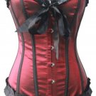 Red Classic Lace Trimmed Boning Corset Bustier
