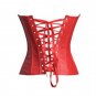 Red and Black PVC Leather Long Line Overbust Corset Bustier