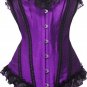 Contrasting Lines Satin Lace Corset Bustier in Red, Black, White, Blue