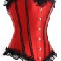 Contrasting Lines Satin Lace Corset Bustier in Red, Black, White, Blue