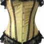 Contrasting Lines Satin Lace Corset Bustier in Red, Black, White, Blue