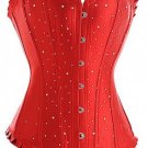 Red Classic Broadway Sequins Long Line Corset Bustier