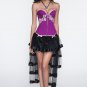 Classical Purple Embroidery Flower Zipper Overbust Corset