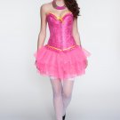 Gorgeous Royal Satin Ruffles Trim Jacquard Corset