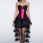 Embroidered Satin Long Bone Overbust Corset