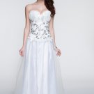Floral Print White Chiffon Overbust Corset