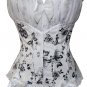 Floral Print White Chiffon Overbust Corset