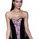 Velvet Lace Corset With Floral Print and Stripes