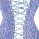 Blue Glamourous Jacquard Floral Overbust Corset Bustier
