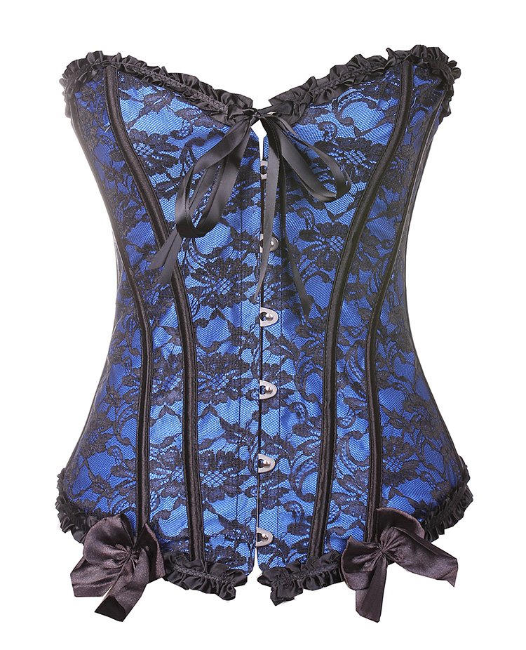 Blue Lace & Bows Burlesque Corset