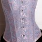 Blue Glamourous Jacquard Floral Overbust Corset Bustier