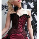 Red Elegant Jaquad Floral Print Corset Bustier