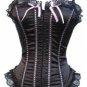 Black Pink Vintage Lace Trimmed Corset Bustier