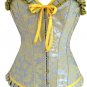 Ruffles Trim Royal Floral Print Overbust Corset