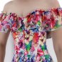Women's Overbust Boned Floral Print Ruffled Puff Sleeves Vintage Corset