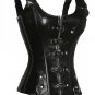 Faux Leather Buckles Corset