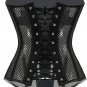 Black Steel Bone Button Summer Mesh Overbust Corset
