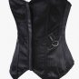 Black Stripe Zipper Front Overbust Corset