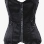 Gothic Stripe Zipper Front Overbust Corset