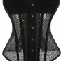Black Steel Bone Button Summer Mesh Overbust Corset