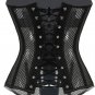 Black Steel Bone Button Summer Mesh Overbust Corset