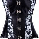 Floral Print Denim and Black Satin Corset