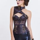 Sexy Faux Leather Punk Corset with Tippet