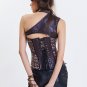 Sexy Faux Leather Punk Corset with Tippet